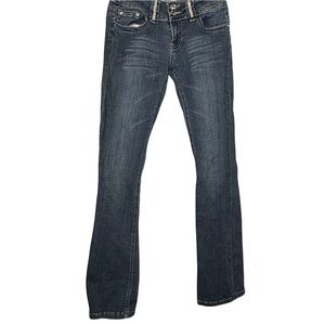 Miss Chic Women Jeans Size 5 Dark Wash Bootcut Denim Embellished Bling‎ Pockets